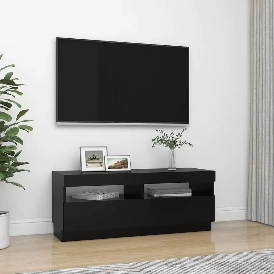 Meuble TV avec lumières LED noir 100x35x40 cm - 6