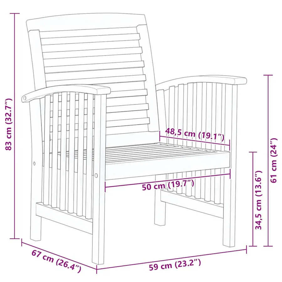 Chaises de jardin lot de 2 Bois d'acacia massif - 10