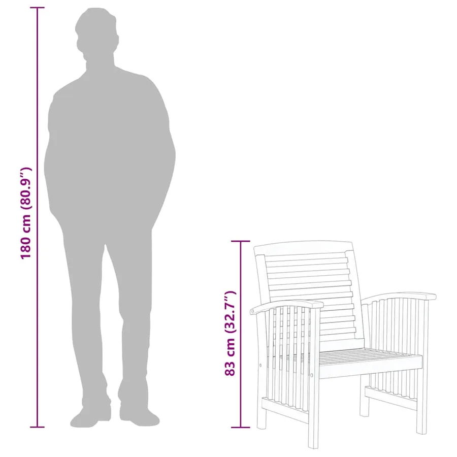 Chaises de jardin lot de 2 Bois d'acacia massif - 11