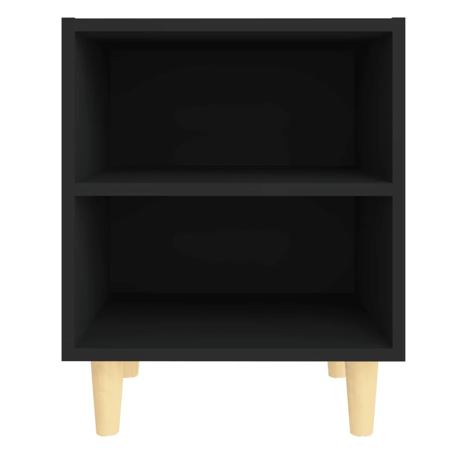 Table de chevet avec pieds en bois massif Noir 40x30x50 cm - 3