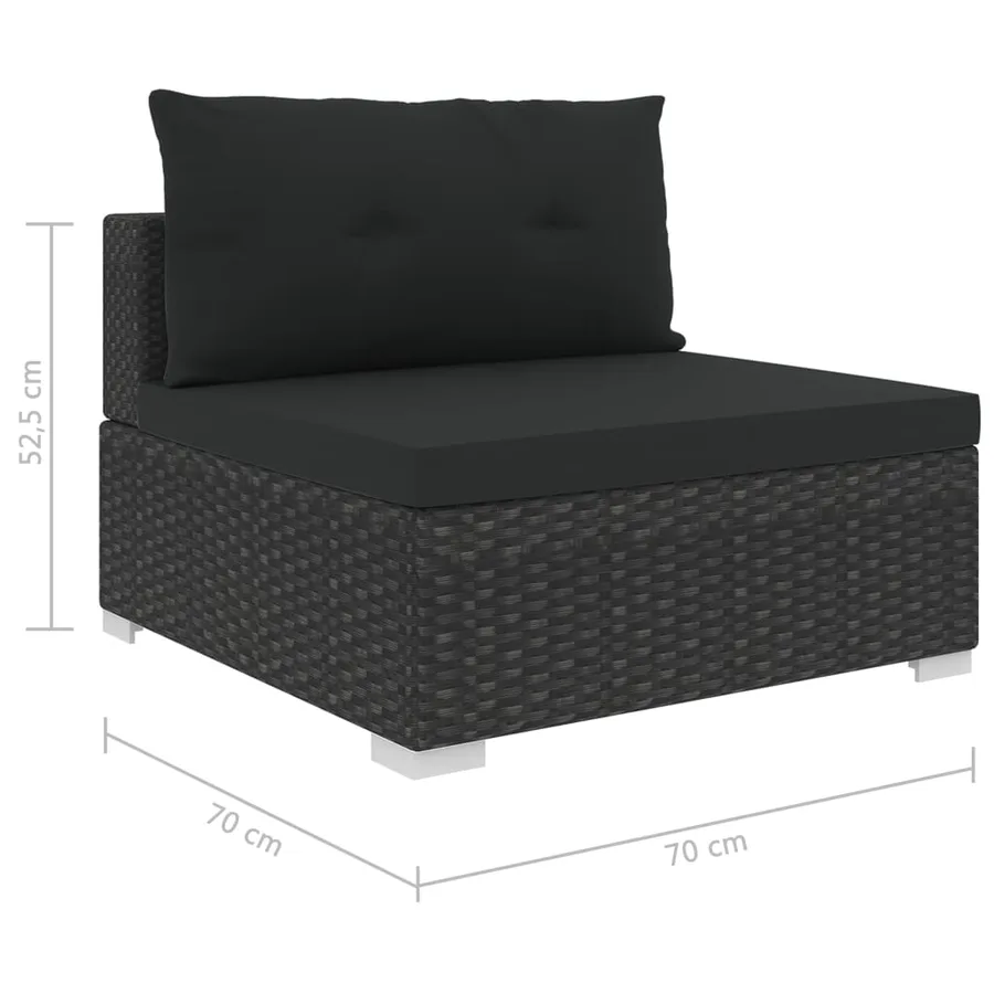 Salon de jardin 10 pcs avec coussins Résine tressée Noir - 10