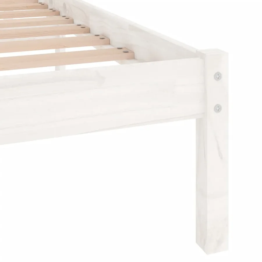 Cadre de lit sans matelas blanc bois massif - 6