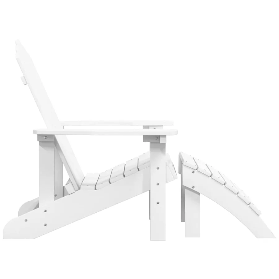 Chaise de jardin Adirondack avec repose-pied PEHD Blanc - 4