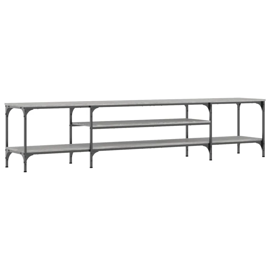 Meuble TV sonoma gris 201x35x45 cm bois d'ingénierie et fer - 2