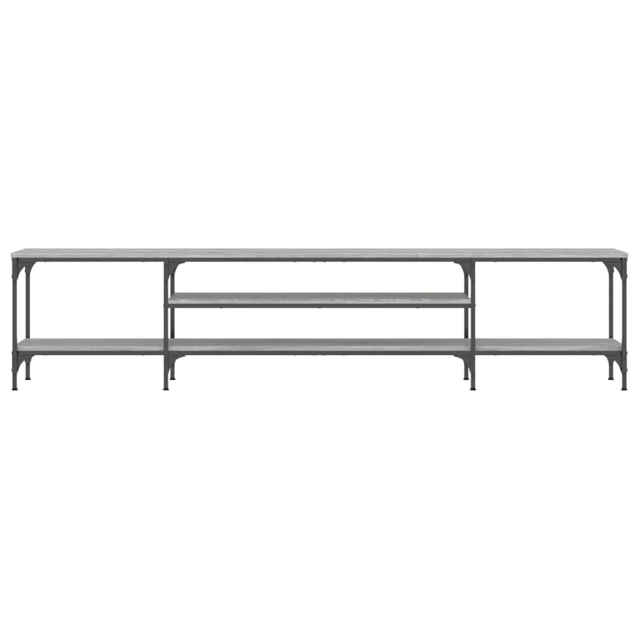 Meuble TV sonoma gris 201x35x45 cm bois d'ingénierie et fer - 4