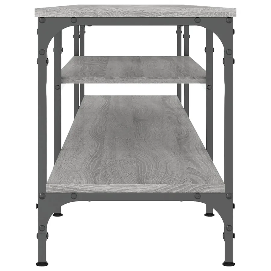 Meuble TV sonoma gris 201x35x45 cm bois d'ingénierie et fer - 5