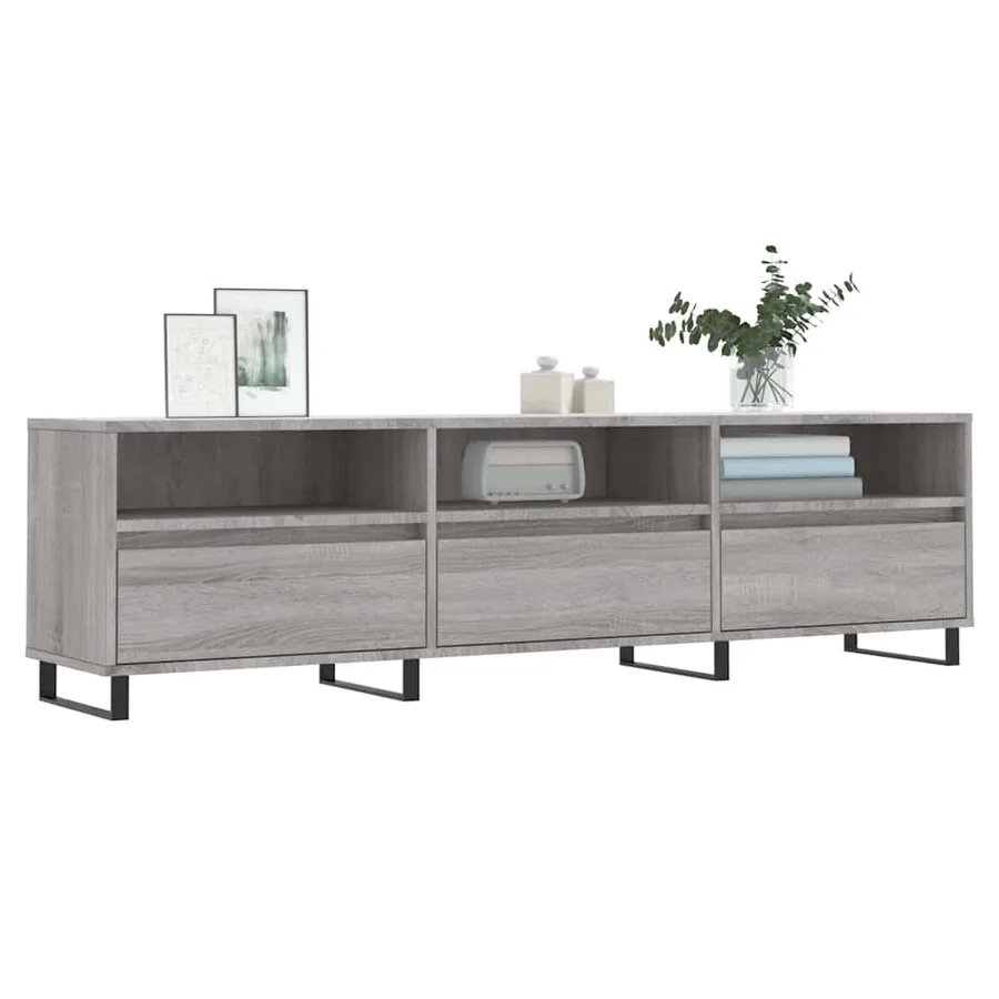 Meuble TV sonoma gris 150x30x44,5 cm bois d'ingénierie - 3