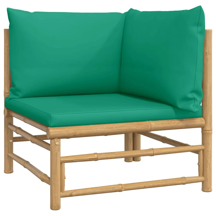 Salon de jardin 9 pcs avec coussins vert bambou - 4