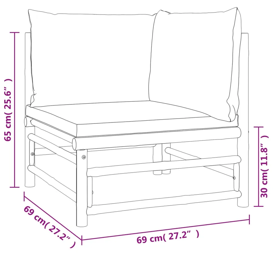 Salon de jardin 9 pcs avec coussins vert bambou - 7