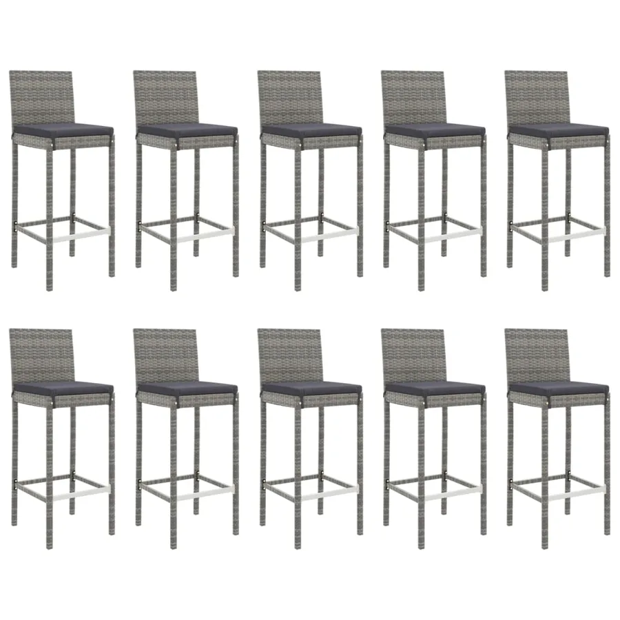 Ensemble de bar de jardin 11 pcs avec coussins gris poly rotin - 4