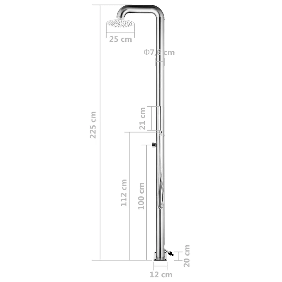 Douche de jardin avec base gris 230 cm Acier inoxydable - 16
