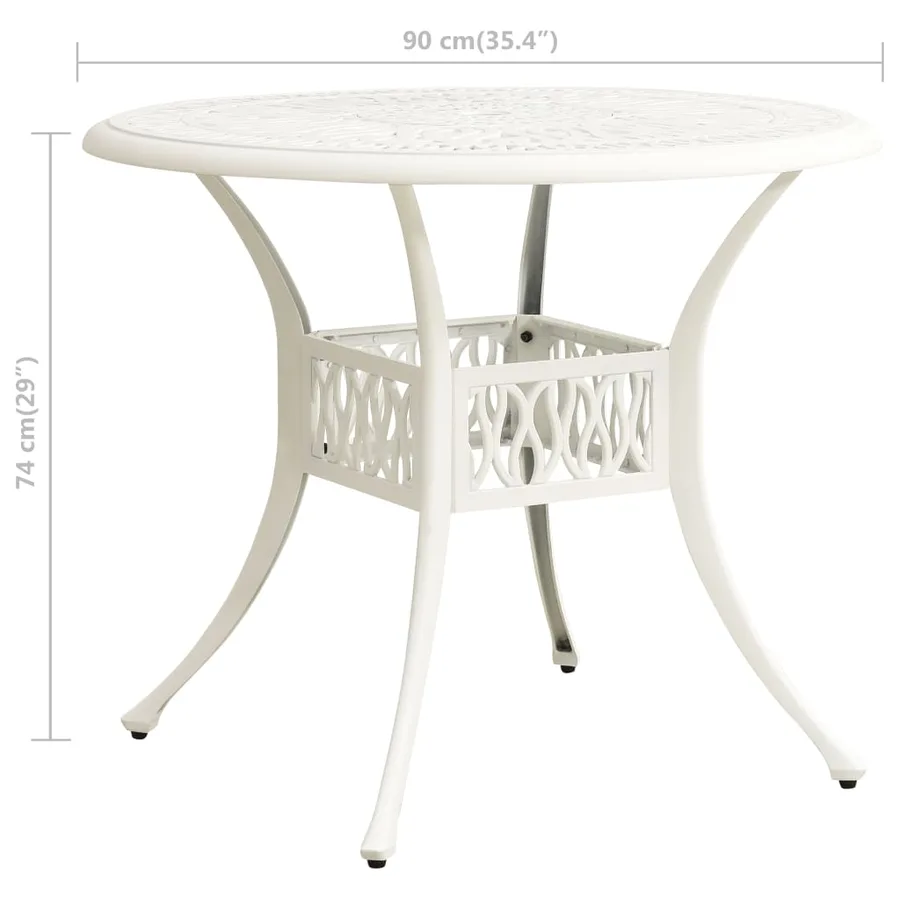 Table de jardin Blanc 90x90x74 cm Aluminium coulé - 6