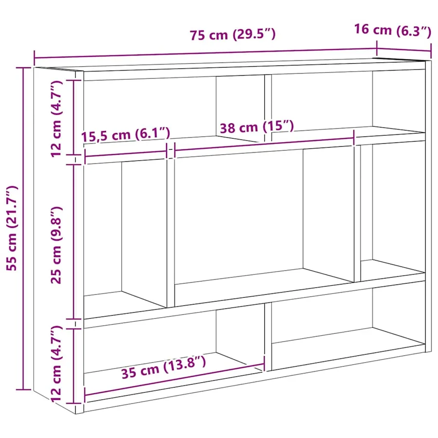 Étagère murale Chêne sonoma 75x16x55 cm Bois d'ingénierie - 6