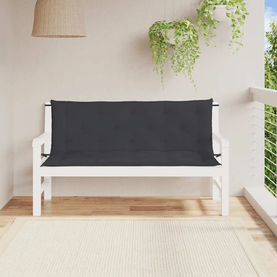 Coussin de banc de jardin noir 150x(50+50)x7 cm tissu oxford - 3