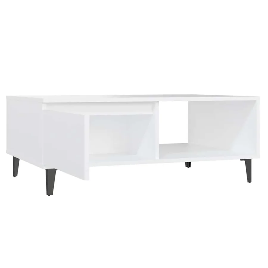 Table basse blanc 90x60x35 cm bois d'ingénierie - 5