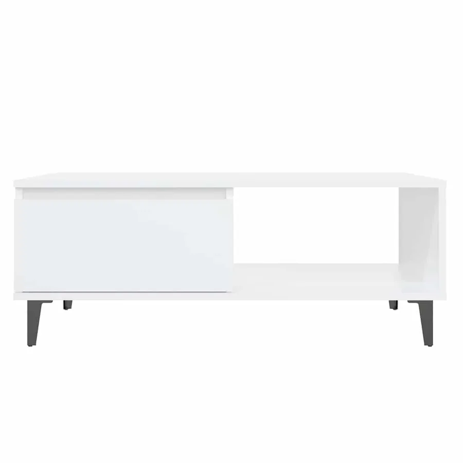 Table basse blanc 90x60x35 cm bois d'ingénierie - 6