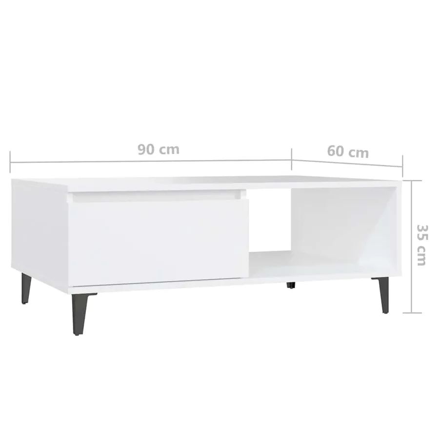 Table basse blanc 90x60x35 cm bois d'ingénierie - 8