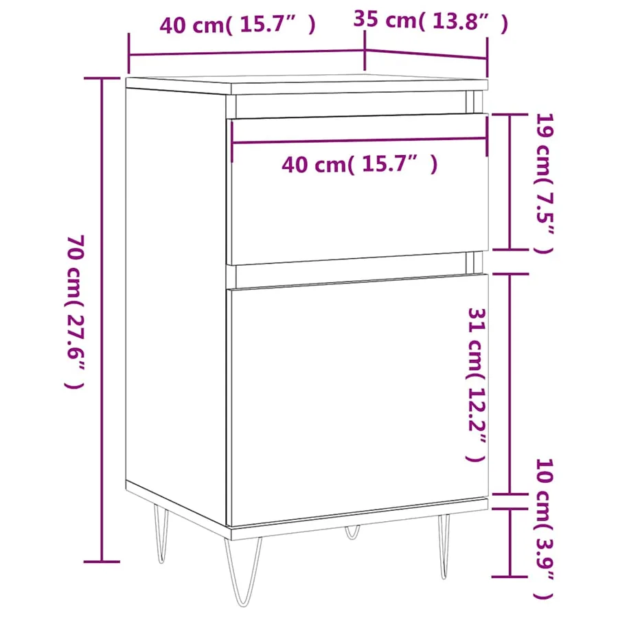 Buffet chêne fumé 40x35x70 cm bois d'ingénierie - 12
