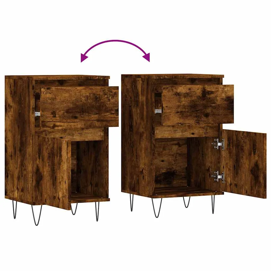 Buffet chêne fumé 40x35x70 cm bois d'ingénierie - 8