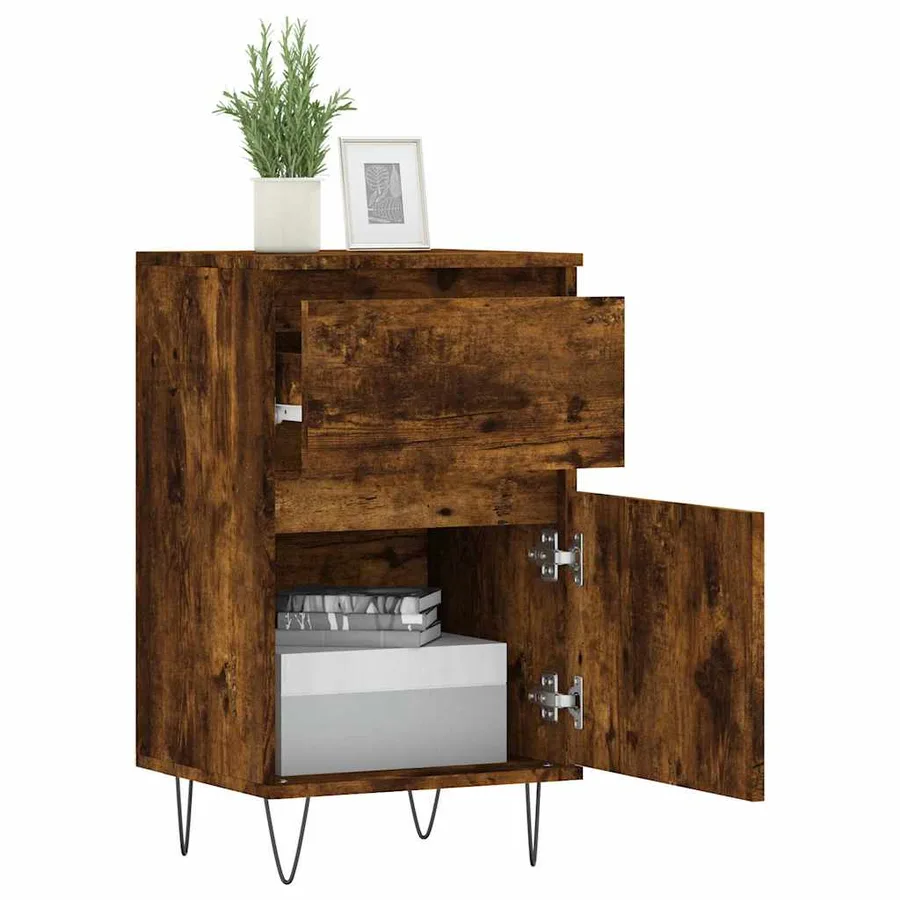 Buffet chêne fumé 40x35x70 cm bois d'ingénierie - 9