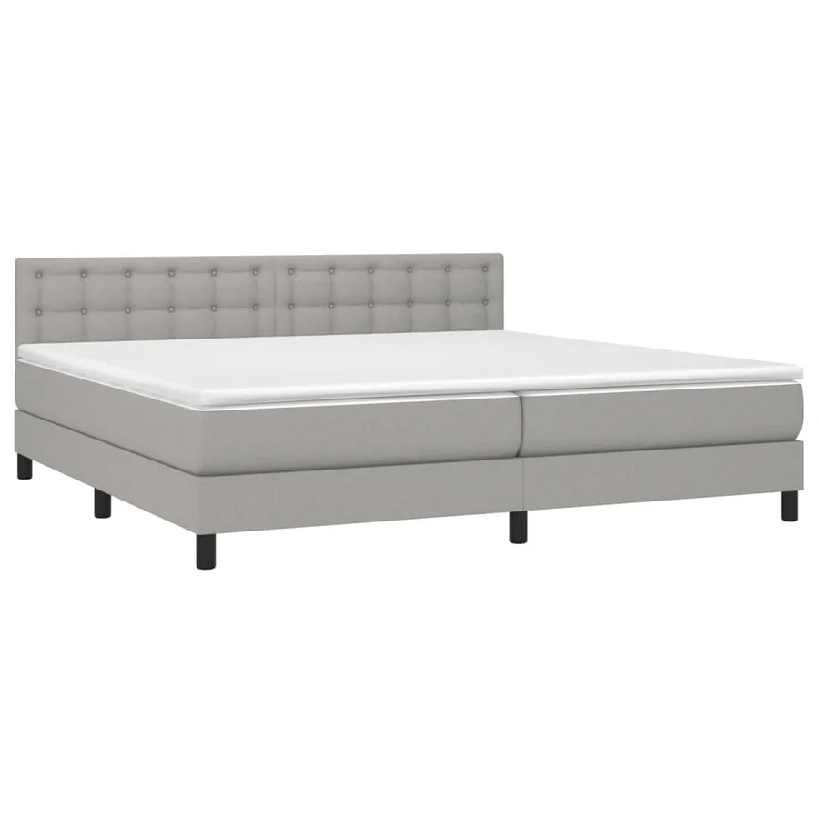 Sommier à lattes de lit matelas LED Gris clair 200x200 cm Tissu - 3