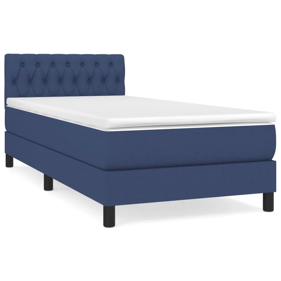 Sommier à lattes de lit avec matelas Bleu 90x200 cm Tissu - 2