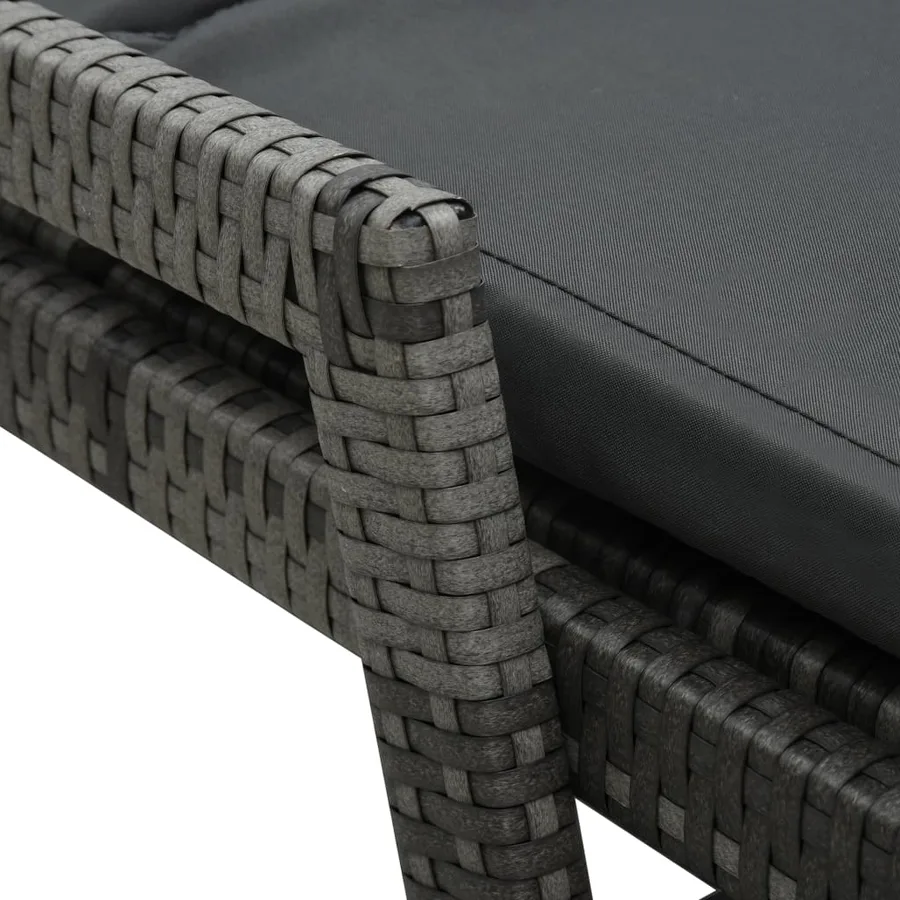 Chaise longue avec coussin Résine tressée Gris - 7