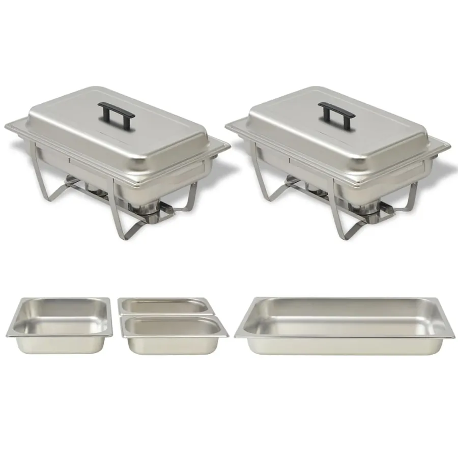 Ensemble de chauffe-plats 2 pcs Acier inoxydable