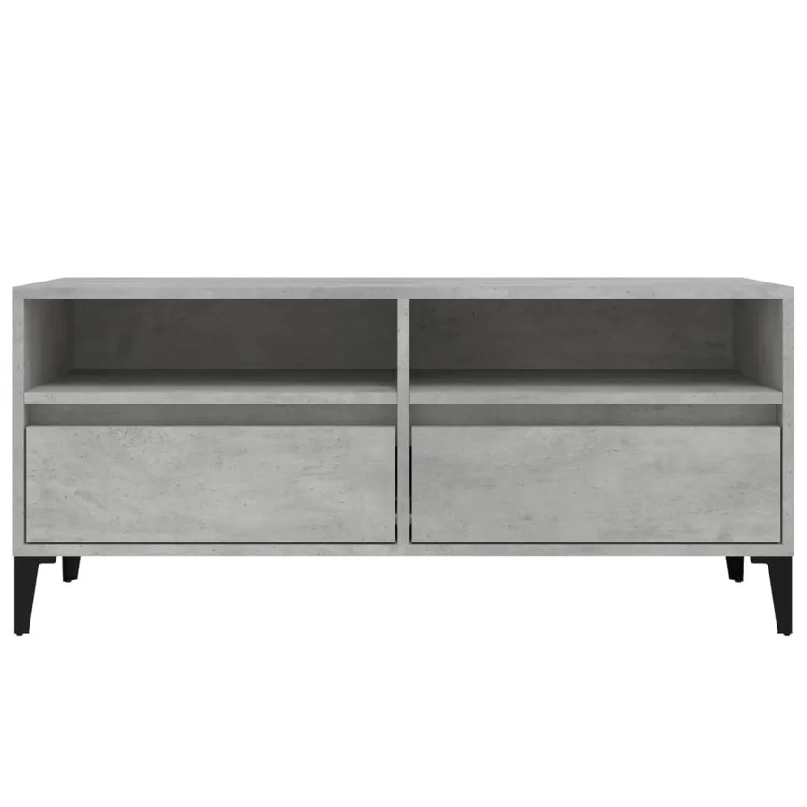 Meuble TV gris béton 100x34,5x44,5 cm bois d'ingénierie - 6