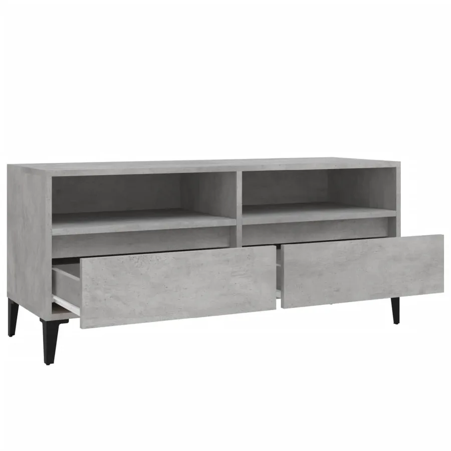 Meuble TV gris béton 100x34,5x44,5 cm bois d'ingénierie - 8