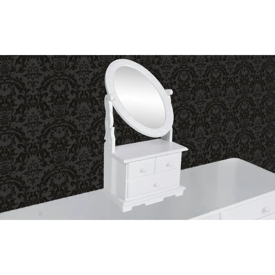 Coiffeuse avec miroir pivotant ovale MDF - 3