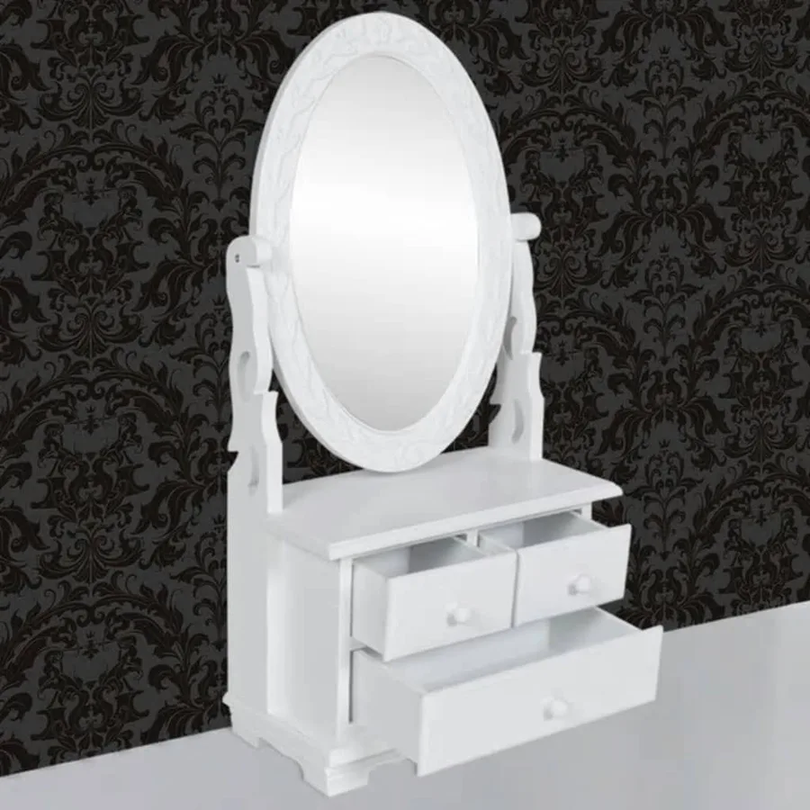 Coiffeuse avec miroir pivotant ovale MDF - 5