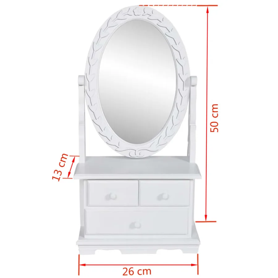 Coiffeuse avec miroir pivotant ovale MDF - 6