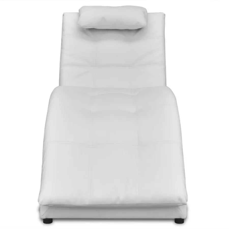 Chaise longue avec oreiller Blanc Similicuir - 2