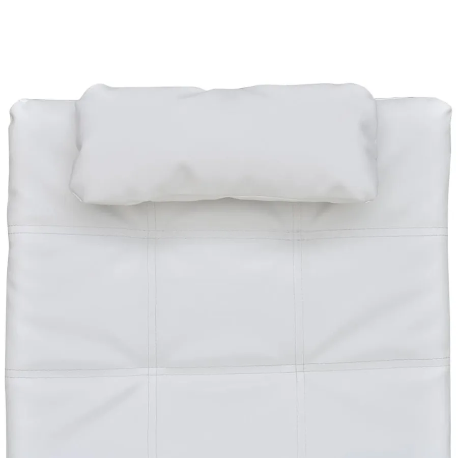 Chaise longue avec oreiller Blanc Similicuir - 4