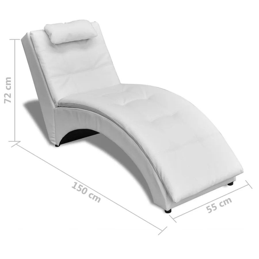 Chaise longue avec oreiller Blanc Similicuir - 6
