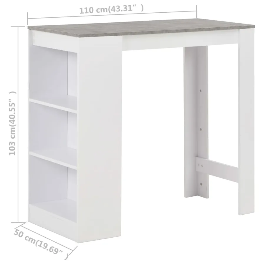 Table de bar avec étagère Blanc 110x50x103 cm - 6