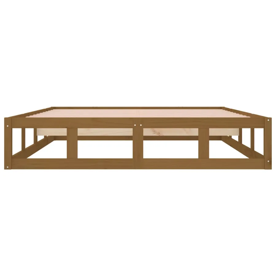 Cadre de lit sans matelas marron miel 200x200 cm bois massif - 5