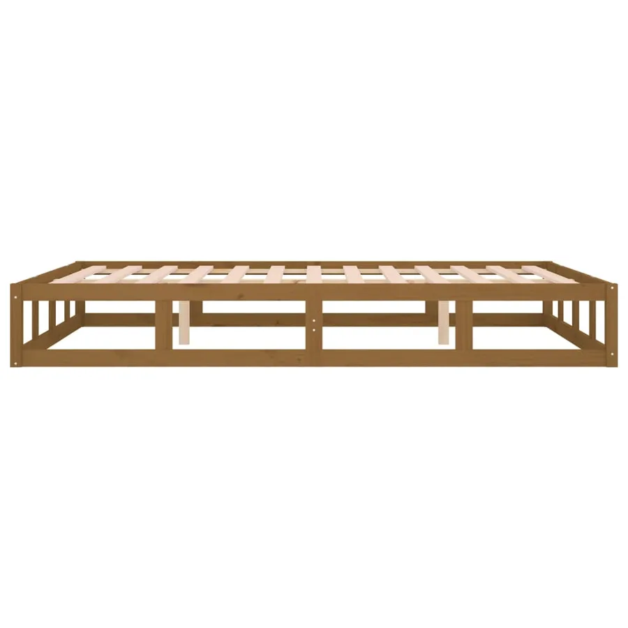 Cadre de lit sans matelas marron miel 200x200 cm bois massif - 6