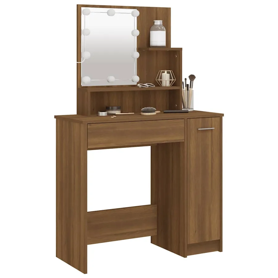 Coiffeuse avec LED Chêne marron 86,5x35x136 cm - 13