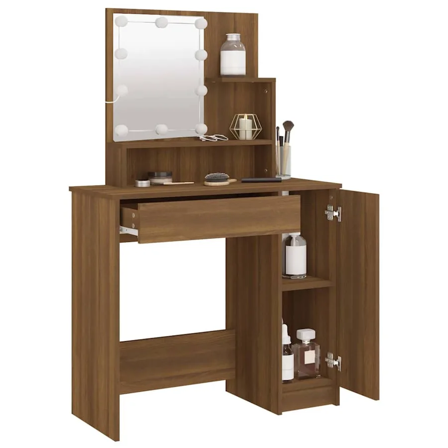 Coiffeuse avec LED Chêne marron 86,5x35x136 cm - 14