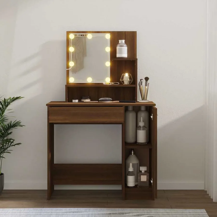 Coiffeuse avec LED Chêne marron 86,5x35x136 cm - 16