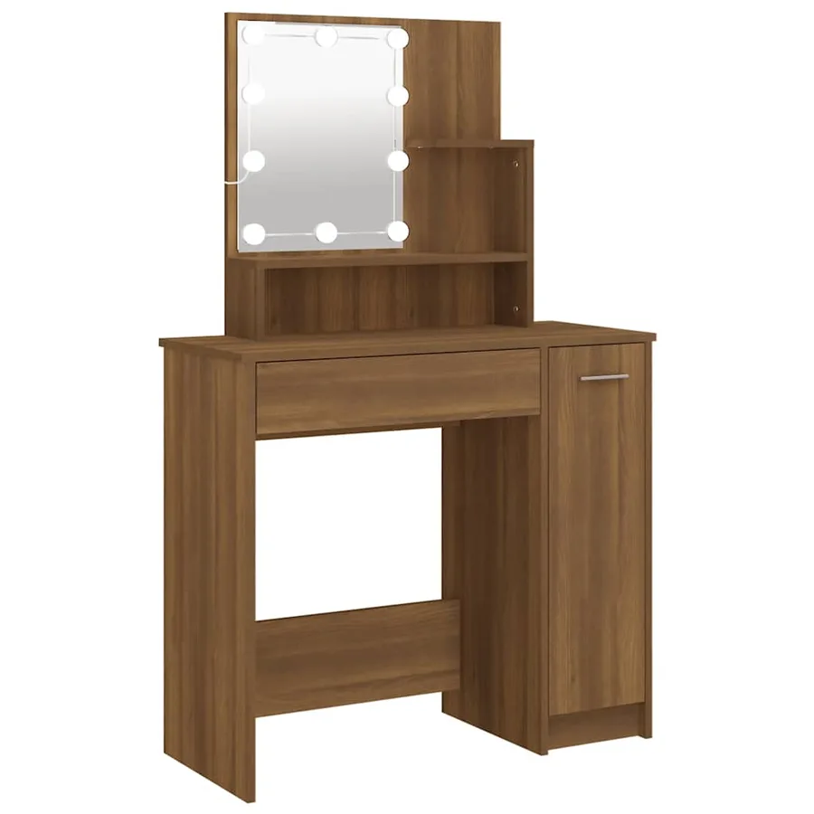 Coiffeuse avec LED Chêne marron 86,5x35x136 cm - 2