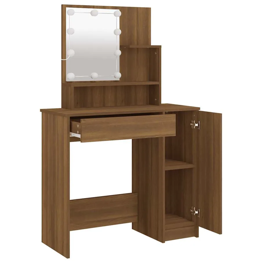 Coiffeuse avec LED Chêne marron 86,5x35x136 cm - 4