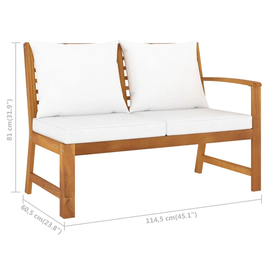Salon de jardin 4 pcs avec coussin Crème Bois d'acacia solide - 10