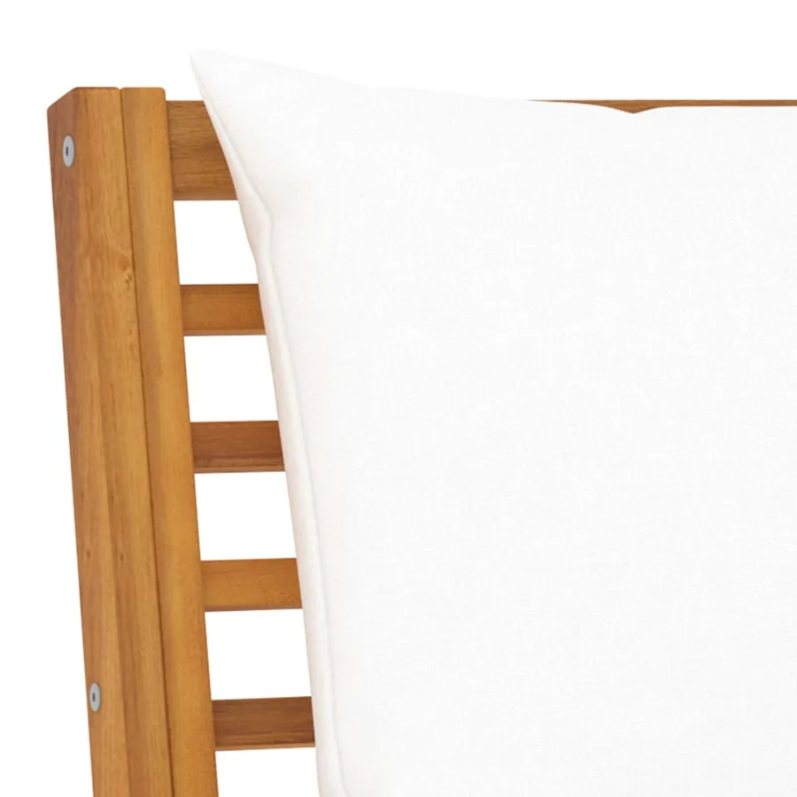 Salon de jardin 4 pcs avec coussin Crème Bois d'acacia solide - 7