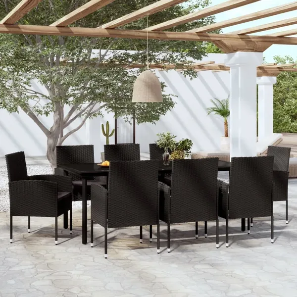 Ensemble à manger de jardin 9 pcs Noir