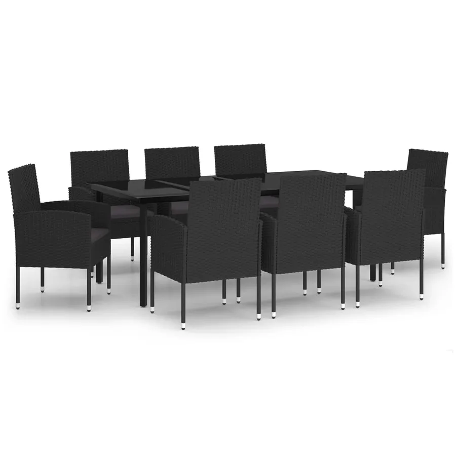 Ensemble à manger de jardin 9 pcs Noir - 2