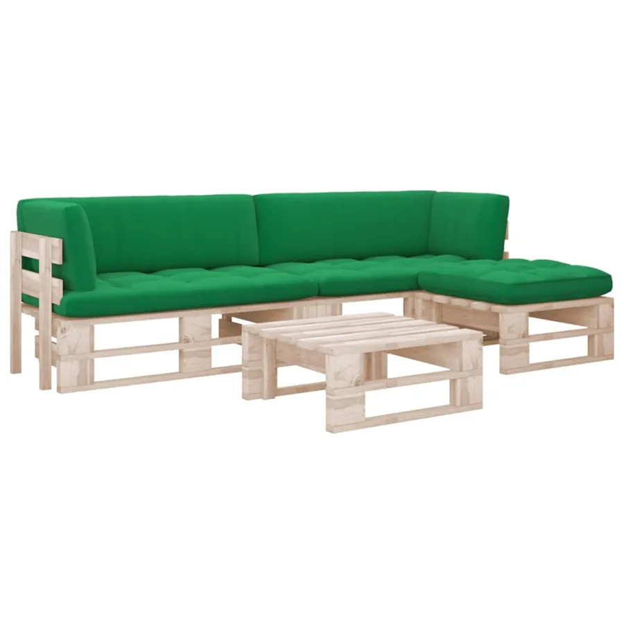 Salon de jardin palette 4pcs avec coussins Bois de pin imprégné