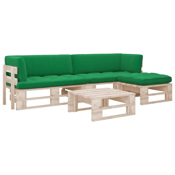 Salon de jardin palette 4pcs avec coussins Bois de pin imprégné